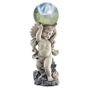 Garden Cherub Statue with Gazing Ball