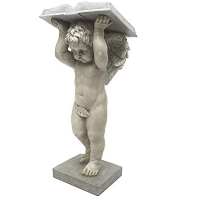 Garden Cherub Statue with Book