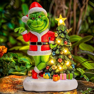 Christmas garden statues with solar lights