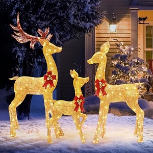 lighted Christmas deer family sets